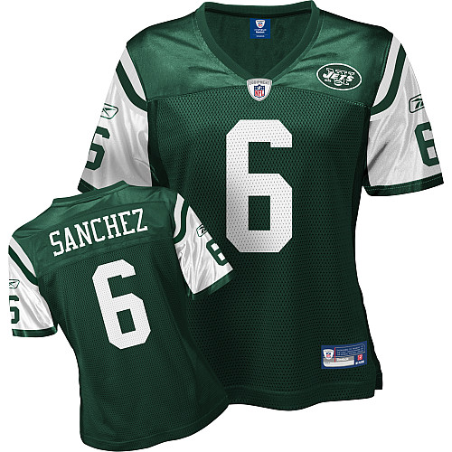 Jets #6 Mark Sanchez Green Women's Team Color Stitched NFL Jersey